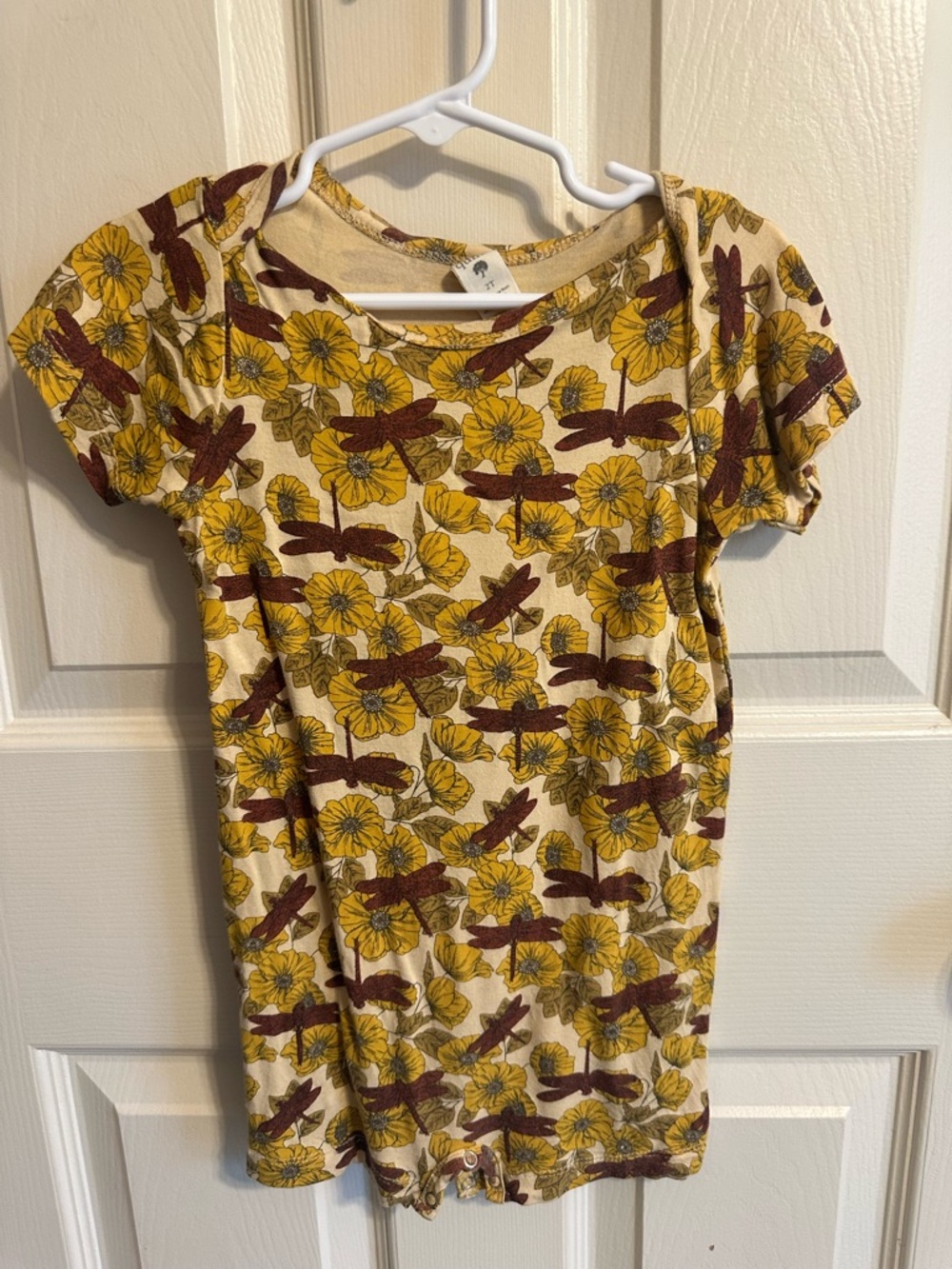 SOLD Kate Quinn shortie with Yellow Floral & Brown Dragonfly Print